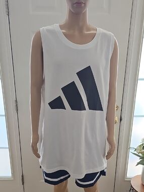 ADIDAS BRAND SIGNATURE MEN'S BIG AND TALL WHITE TANK TOP SIZE 4XL